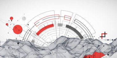 Kablo dalga ve devre hatları olan soyut veri arkaplanı. Teknoloji konsepti. Vektör