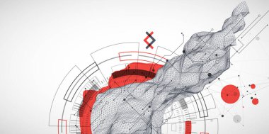 Kablo dalga ve devre hatları olan soyut veri arkaplanı. Teknoloji konsepti. Vektör