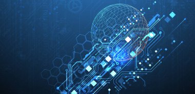 Küreyle soyut devre kartı arka planı. Yüksek teknoloji dijital teknoloji konsepti. Vektör.