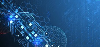 Küreyle soyut devre kartı arka planı. Yüksek teknoloji dijital teknoloji konsepti. Vektör.