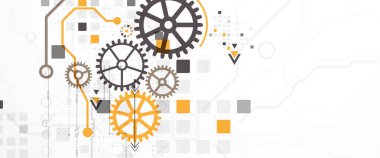 Soyut teknolojik altyapı. Cogwheels Tema. Vektör çizim