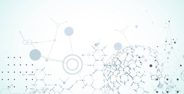 Soyut biyoteknoloji yenilik geçmişi. Altıgen teması. Vektör