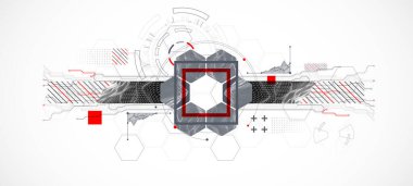 Kablo dağları, geometrik altıgenler, noktalar ve çizgiler ile soyut bileşim.