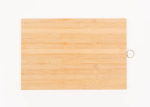 Horní Pohled Dřevěná Řezací Deska Bílé Izolované — Stock fotografie