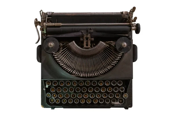 Вид Старая Винтажная Пишущая Машинка Изолированная Белом Фоне — стоковое фото