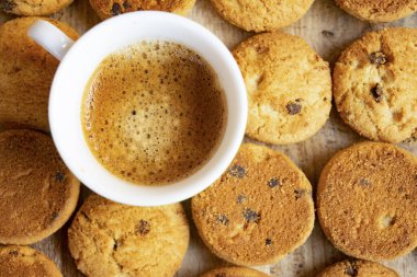 espresso coffee and chocolate biscuits for morning breakfast