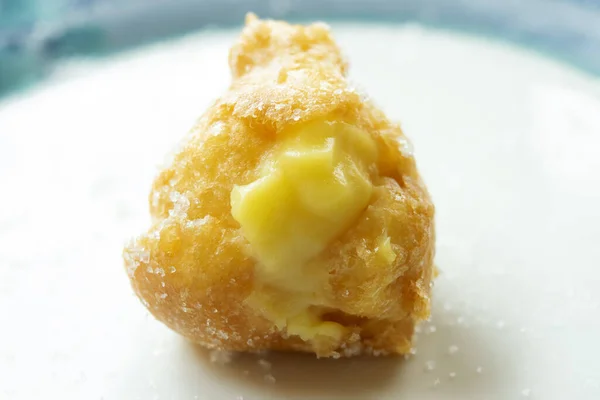 Traditional Fried Cream Puff Filled Chantilly Cream — Stock Photo, Image