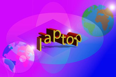 Renkli arkaplanda yazılı dizüstü bilgisayar konsepti