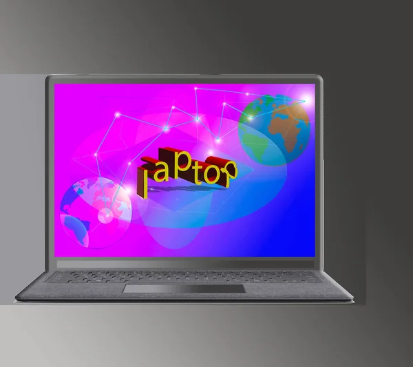 Konzept Des Laptops Mit Dem Schriftzug Auf Dem Farbigen Hintergrund — Stockfoto