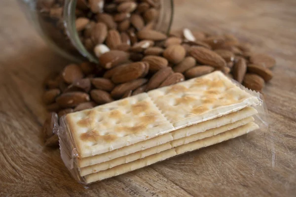 Crackers Amandelen Voor Een Dieet Van Gezonde Koolhydraten Vetten — Stockfoto