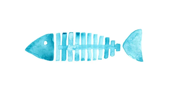 Mavi Balık Beyaz Arka Planda Elle Çizim Yapıyor Suluboya Çizimi — Stok fotoğraf