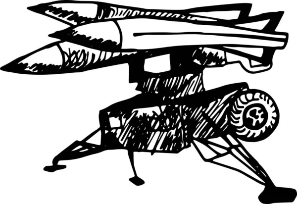 Schizzo Disegnato Mano Apparecchiatura Difesa Antiaerea Stile Doodle — Foto Stock