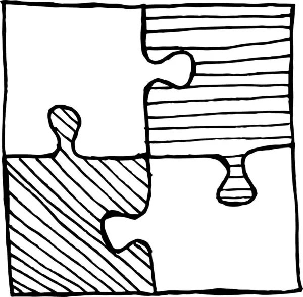 Puzzle Peças Desenhado Mão Ilustração — Vetor de Stock