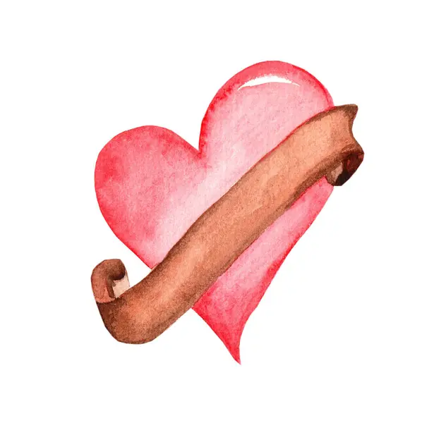 Watercolor Heart Tape Hand Drawn Illustration — Stock Photo, Image