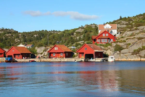 Port Rybacki Norwegii Wyspie Skjernoy Regionie Vest Agder Mały Port — Zdjęcie stockowe