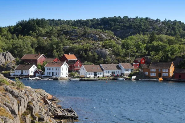 Noruega Puerto Pueblo Pescadores Isla Skjernoy Región Vest Agder Sur —  Fotos de Stock