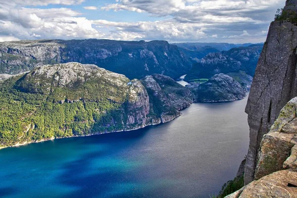 Paysage Fjord Norvégien Dans Comté Rogaland Vue Panoramique Lysefjord Sentier — Photo