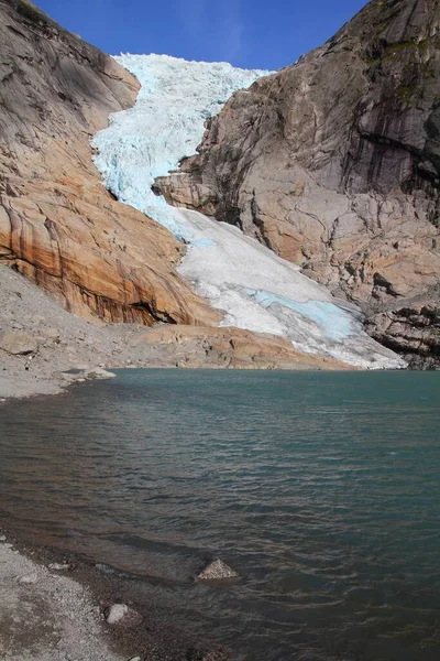 Noruega Natureza Paisagem Geleira Parque Nacional Jostedalsbreen Briksdalsbreen Glaciar — Fotografia de Stock