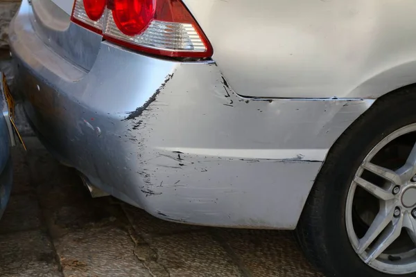 Carro Genérico Com Tinta Riscada Pára Choques Resultado Acidente Menor — Fotografia de Stock