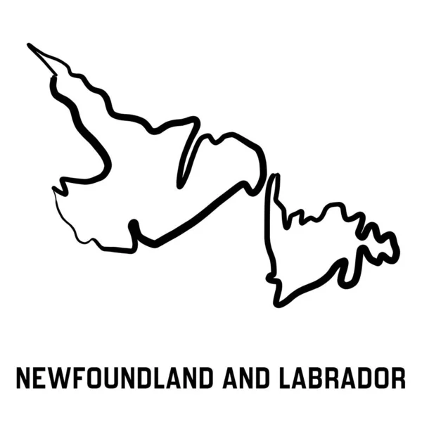 Zarys Mapy Nowej Fundlandii Labradoru Gładki Prosty Ręcznie Rysowany Wektor — Wektor stockowy