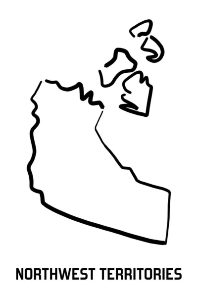 Északnyugati Területek Térkép Vázlat Sima Kézzel Rajzolt Kanadai Tartomány Alakú — Stock Vector