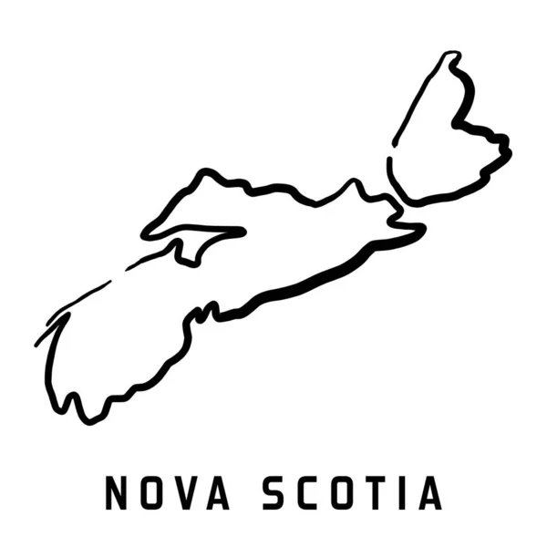 Nova Scotia Mappa Contorno Liscio Semplice Disegnato Mano Provincia Canadese — Vettoriale Stock