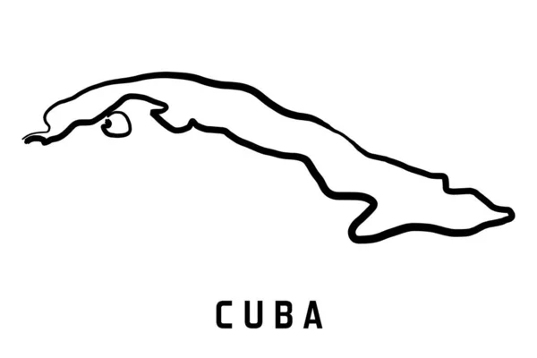 Cuba Île Carte Contour Simple Carte Style Simplifiée Dessinée Main — Image vectorielle