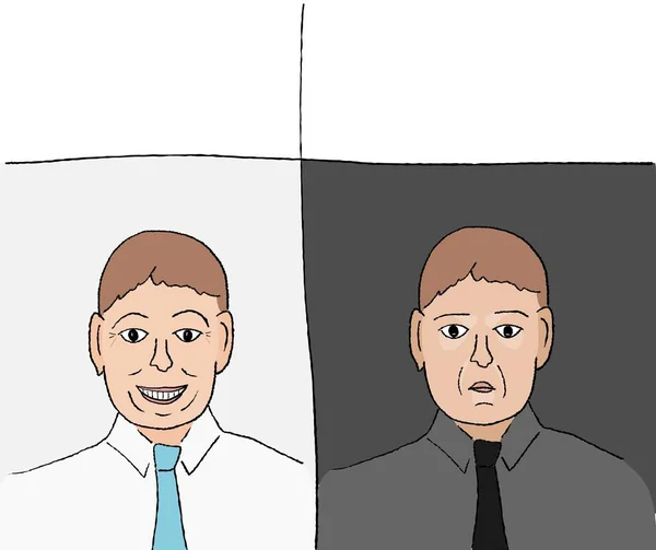 Modelo Meme Engraçado Para Compartilhamento Mídia Social Sorrindo Homem Escritório — Vetor de Stock