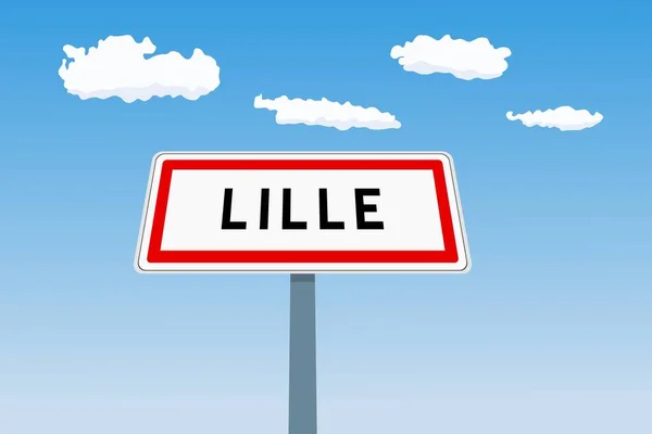 Lille Stadsskylt Frankrike Stadsgräns Välkommen Vägskylt — Stock vektor