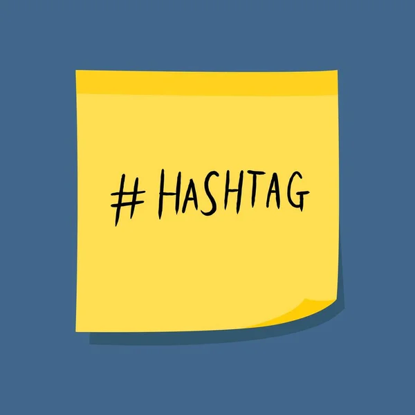 Hashtag Concept Médias Sociaux Message Jaune Collant Papier Signe — Image vectorielle