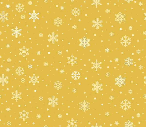 Seamless Snowflakes Background Vector Gold Snowflakes Christmas Texture Danish Nordic — Stock Vector