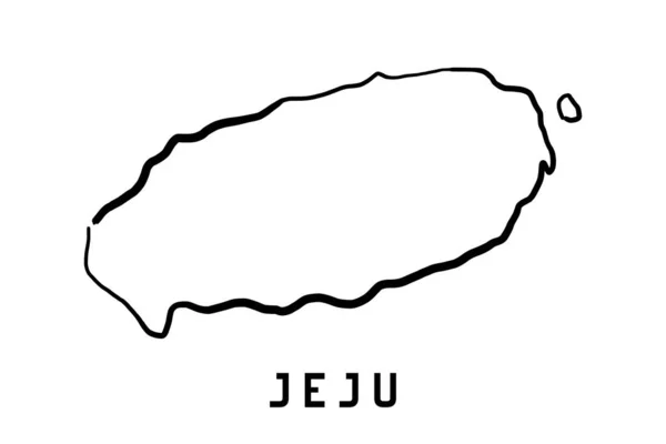 Mappa Dell Isola Jeju Semplice Schema Mappa Stile Semplificata Disegnata — Vettoriale Stock