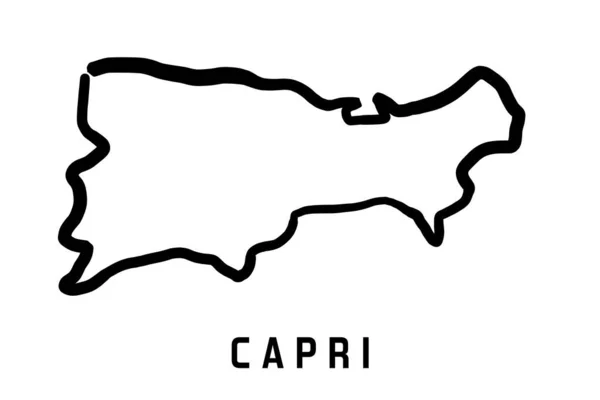 Mappa Dell Isola Capri Semplice Schema Mappa Stile Semplificata Disegnata — Vettoriale Stock