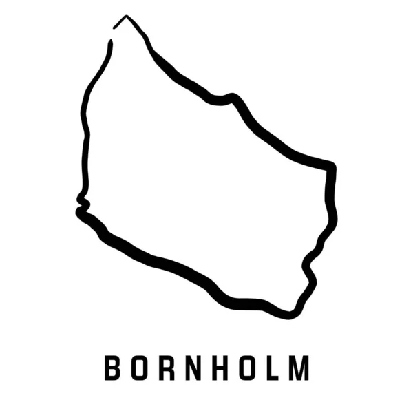 Bornholm Mapa Ilha Contorno Simples Vector Mão Desenhado Simplificado Mapa — Vetor de Stock