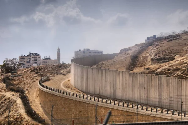Parede Concreto Linha Verde Que Separa Israel Palestina Parede Segurança — Fotografia de Stock