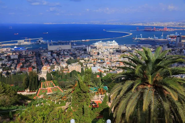Città Haifa Israele Paesaggio Urbano Haifa Con Giardini Baha — Foto Stock