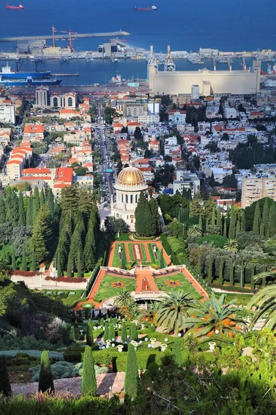 Haifa Stad Israël Stadsgezicht Van Haifa Met Baha Gardens — Stockfoto
