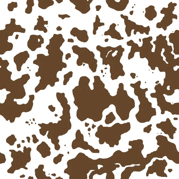 奶牛皮褐色无缝图案 用于时装设计的奶牛隐藏纹理 — 图库矢量图片