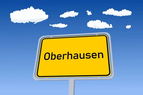 Assinatura Cidade Oberhausen Alemanha Cidade Limite Bem Vindo Estrada Sinal — Vetor de Stock