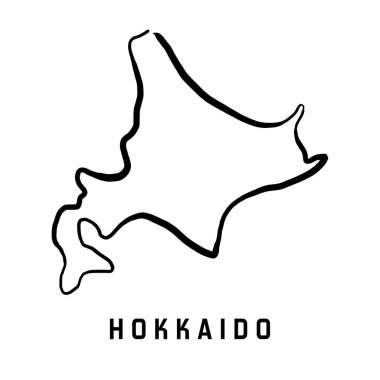 Japonya 'daki Hokkaido adası haritası. Basit bir taslak. Vektör el basitleştirilmiş biçim haritası.