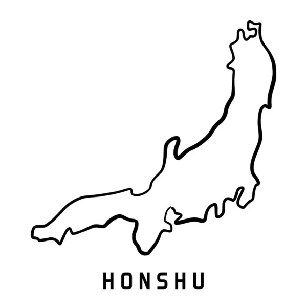 Honshu Island Map Japan Simple Outline Vector Hand Drawn Simplified — Stock Vector