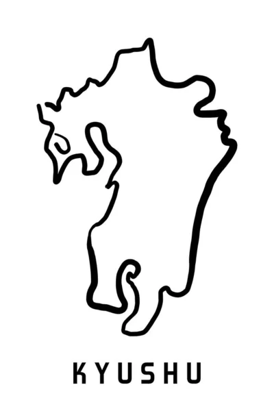 Mapa Ilha Kyushu Japão Esboço Simples Vector Mão Desenhado Simplificado — Vetor de Stock