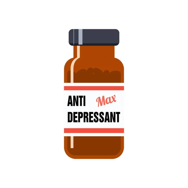 Flacone Antidepressivo Max Farmaco Generico Bottiglia Pillole Antidepressive Concetto Industria — Vettoriale Stock