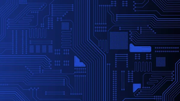 Elektronik Devre Kartı Mavi Arka Plan Teknoloji Tasarımı Soyut Konsept — Stok Vektör