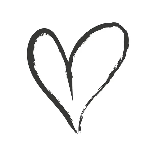 Elle Boyanmış Kalp Siyah Fırça Darbesi Kalp Sembolü Şirin Mürekkep — Stok Vektör