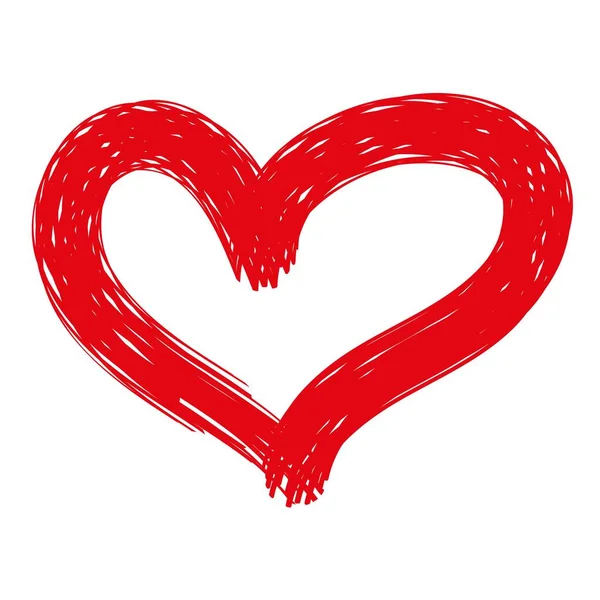 Pinselstrich Herzvektor Illustration Der Herzform Handgezeichnete Rote Isolierte Herzform — Stockvektor