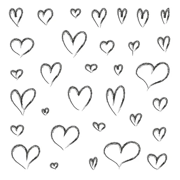 Colección Corazón Vector Dibujado Mano Conjunto Corazón Funky Símbolos Artísticos — Archivo Imágenes Vectoriales