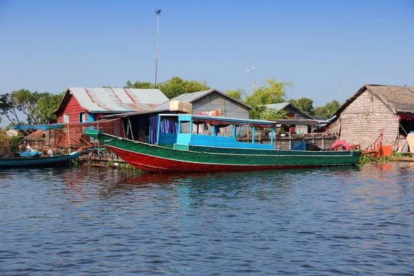 Kambodża Wiosce Pływających Jezioro Tonle Sap Egzotycznej Azji Południowo Wschodniej — Zdjęcie stockowe