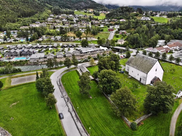 Kinsarvik Cidade Drone Vista Aérea Hordaland Noruega — Fotografia de Stock