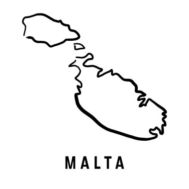 Malta island map simple outline. Vector hand drawn simplified style map.